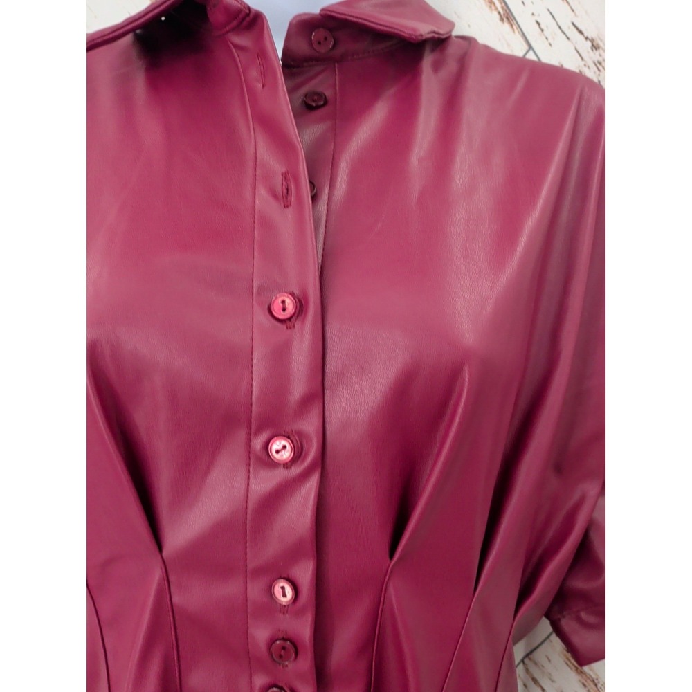 Anthropologie x Exquise The Tobie Faux Leather Mini Shirt Dress - Picture 4 of 11